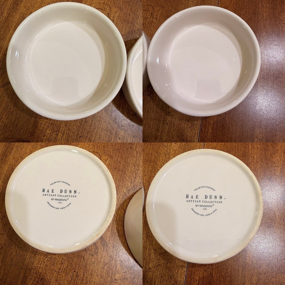 Rae Dunn Cat Bowls Set 2 Catitude Cats Rule White Ceramic Pet Food Dishes Bowl - Picture 7 of 9
